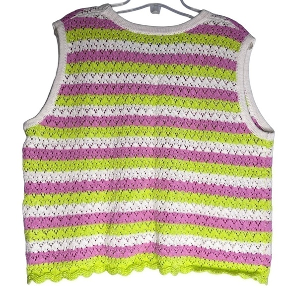 NEW French Connection Multicolour Striped Nora Crochet Tank Top US XL - Picture 2 of 6